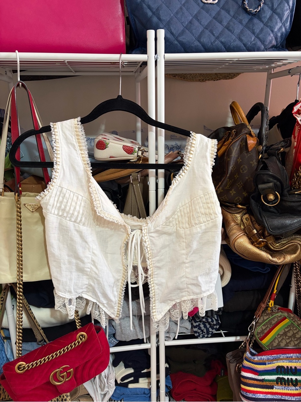 Fait par foutch Ivory Lace-Trim Corset Top - Picture 4 of 6